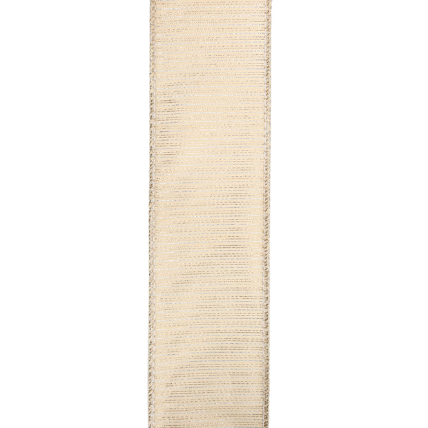 2 1/2" Wired Dupioni Ribbon w/ Metallic Stripe | 10 Yard Roll