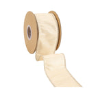 Beige Wired Dupioni Ribbon: Woven Texture, Gold Metallic Stripes, Draped Section