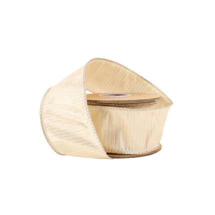 2 1/2" Wired Dupioni Ribbon w/ Metallic Stripe | 10 Yard Roll