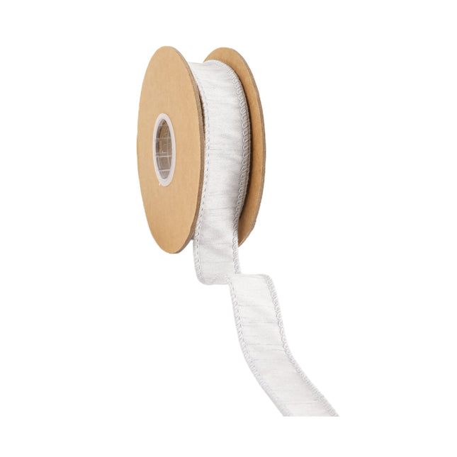 1" Wired Dupioni Ribbon | 10 Yards | Silver LaRibbons and Crafts