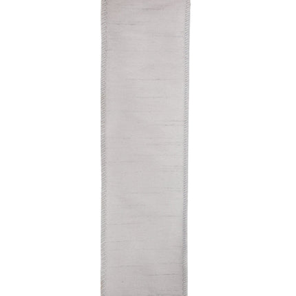 2 1/2" Wired Dupioni Ribbon | 10 Yards | Silver LaRibbons and Crafts