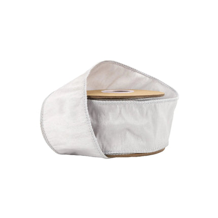 2 1/2" Wired Dupioni Ribbon | 10 Yards | Silver LaRibbons and Crafts