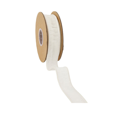 1" Wired Dupioni Ribbon | 10 Yards | Antique White LaRibbons and Crafts
