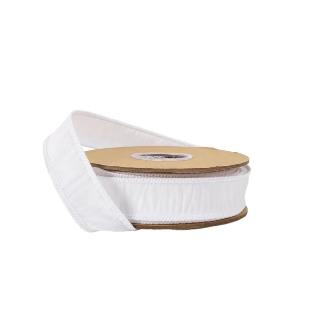 1" Wired Dupioni Ribbon | 10 Yards | White LaRibbons and Crafts