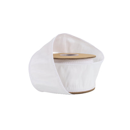 2 1/2" Wired Dupioni Ribbon | 10 Yards | White LaRibbons and Crafts