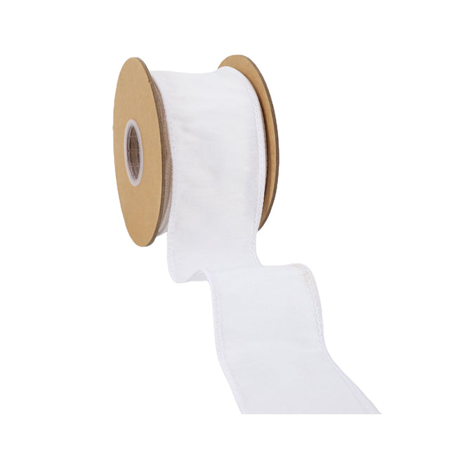 2 1/2" Wired Dupioni Ribbon | 10 Yards | White LaRibbons and Crafts