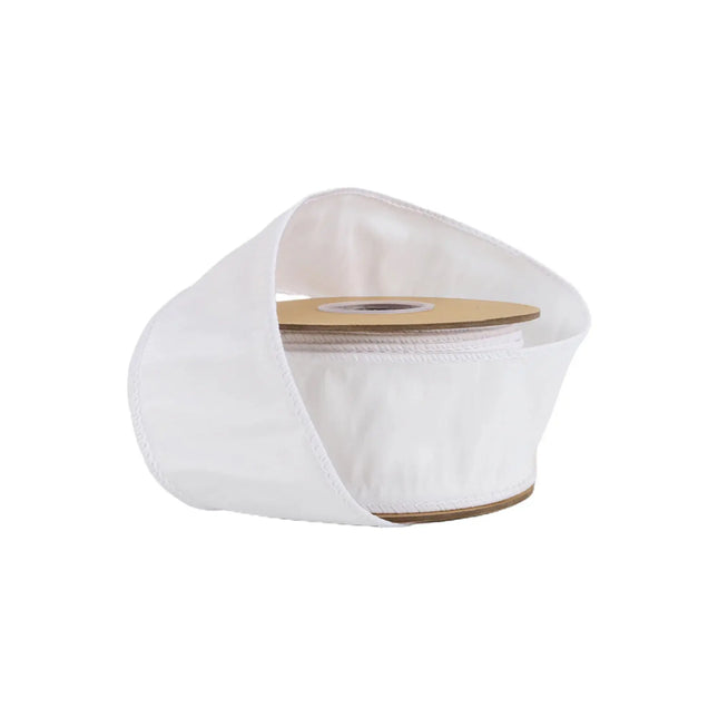 2 1/2" Wired Dupioni Ribbon | 10 Yards | White LaRibbons and Crafts