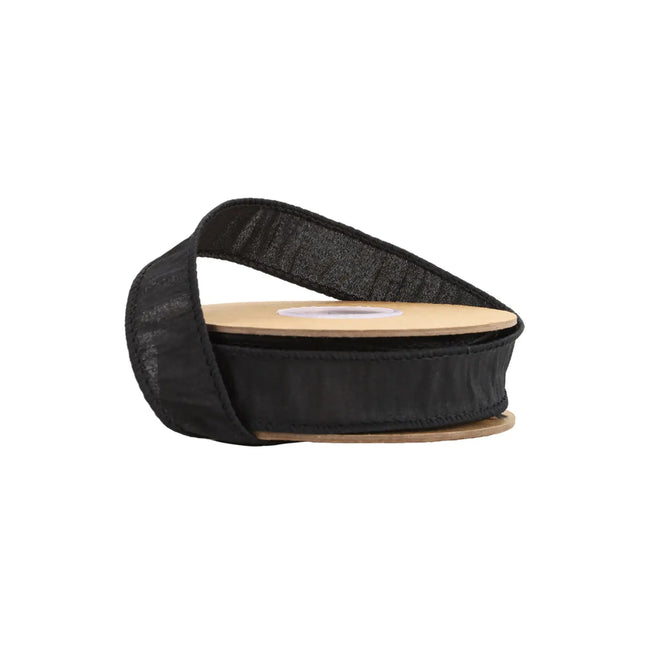 1" Wired Dupioni Ribbon | 10 Yards | Black LaRibbons and Crafts