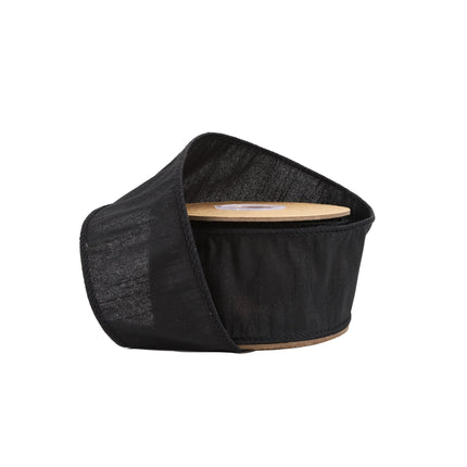 2 1/2" Wired Dupioni Ribbon | 10 Yards | Black LaRibbons and Crafts