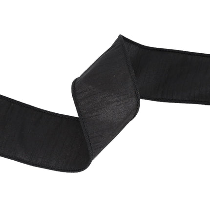 2 1/2" Wired Dupioni Ribbon | 10 Yards | Black LaRibbons and Crafts