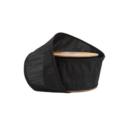 2 1/2" Wired Dupioni Ribbon | 10 Yards | Black LaRibbons and Crafts