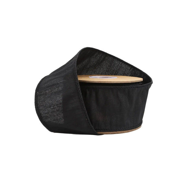 2 1/2" Wired Dupioni Ribbon | 10 Yards | Black LaRibbons and Crafts