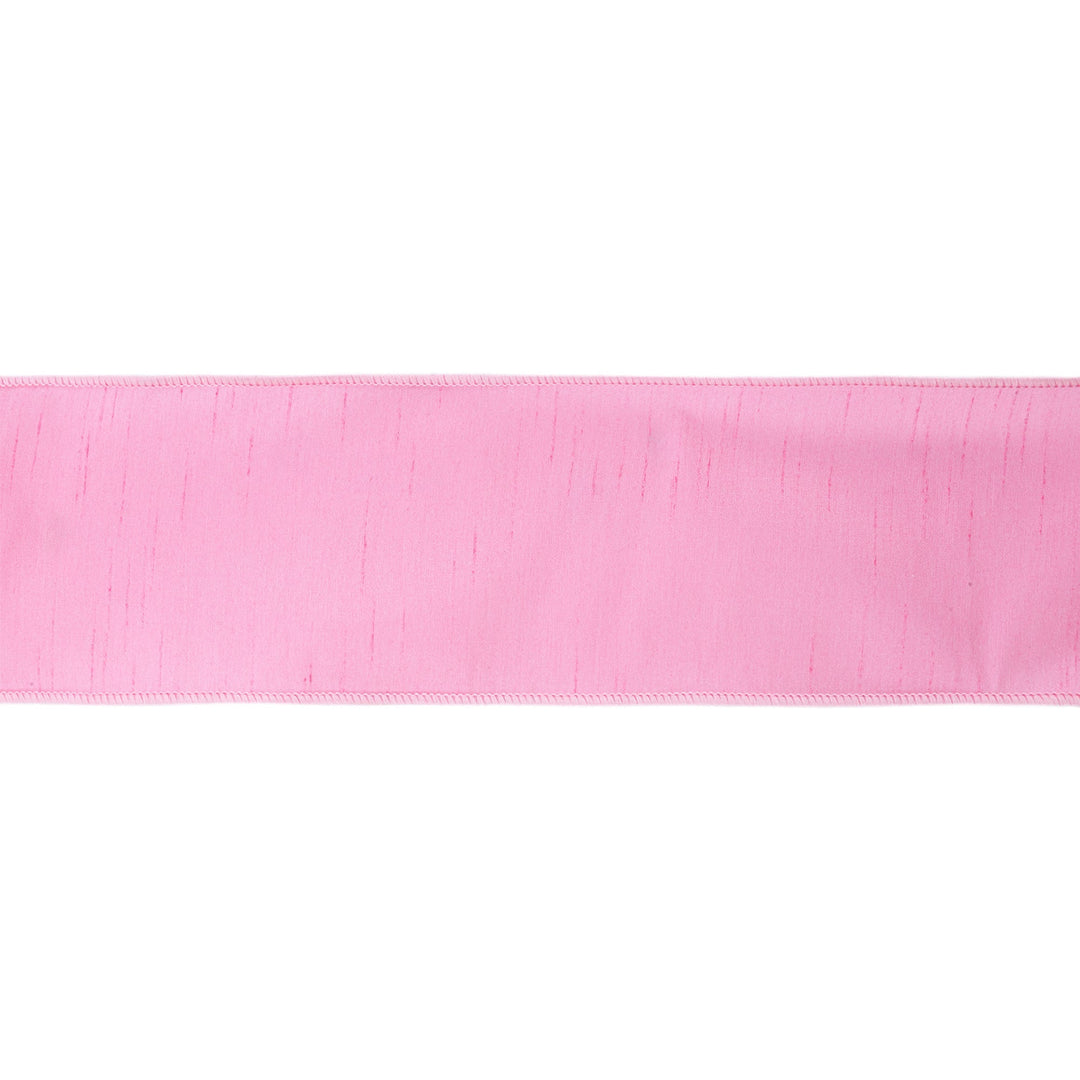 4" Wired Dupioni Ribbon | Pink | 10 Yard Roll