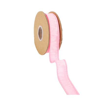 Wired Dupioni Ribbon: Pink wired roll – easy to shape for bows/decor
