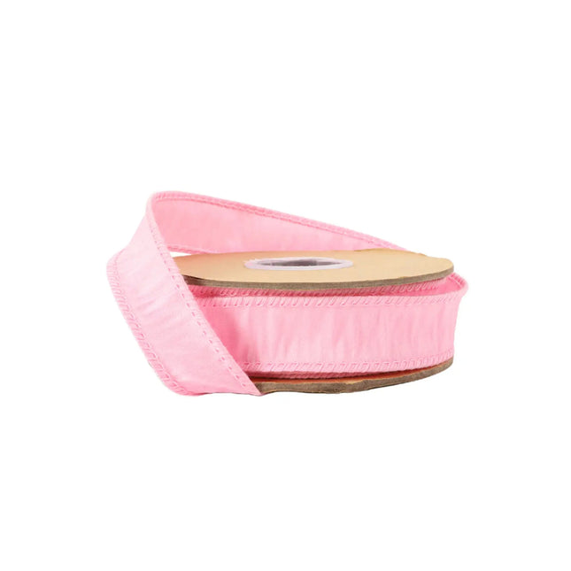 1" Wired Dupioni Ribbon | 10 Yards | Pink LaRibbons and Crafts