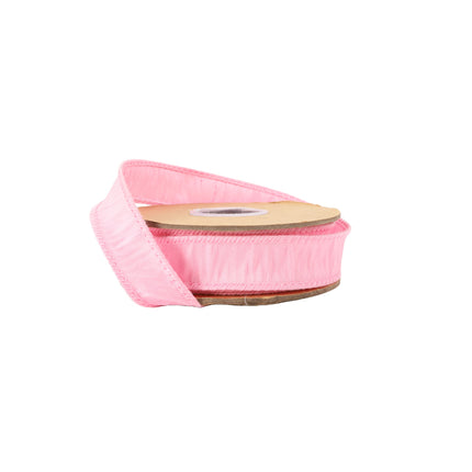 1" Wired Dupioni Ribbon | 10 Yards | Pink LaRibbons and Crafts