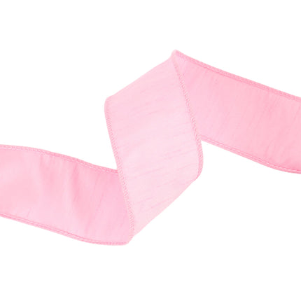 2 1/2" Wired Dupioni Ribbon | 10 Yards | Pink LaRibbons and Crafts