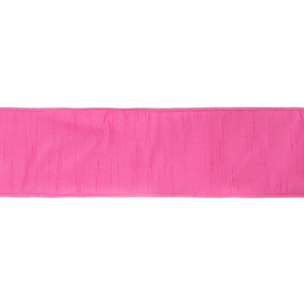 Vibrant hot pink 4-inch wired dupioni ribbon for party and holiday decor