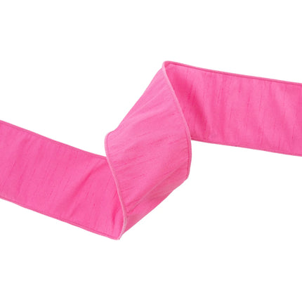 Solid hot pink 4" wired dupioni ribbon for wreaths and floral arrangements