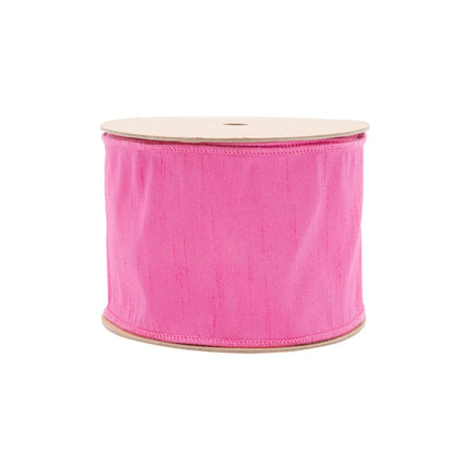 4" Wired Hot Pink Dupioni Ribbon for gift wrapping and crafts