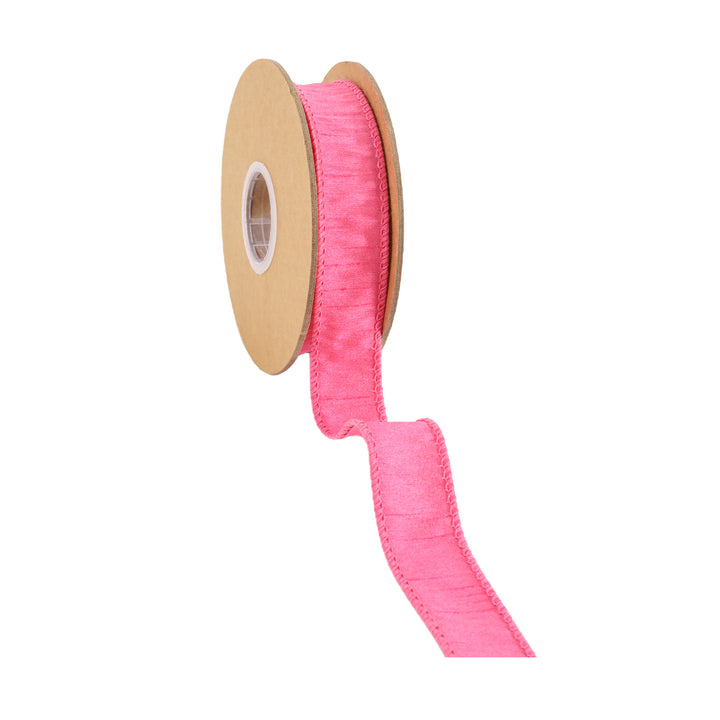 1" Wired Dupioni Ribbon | 10 Yards | Hot Pink