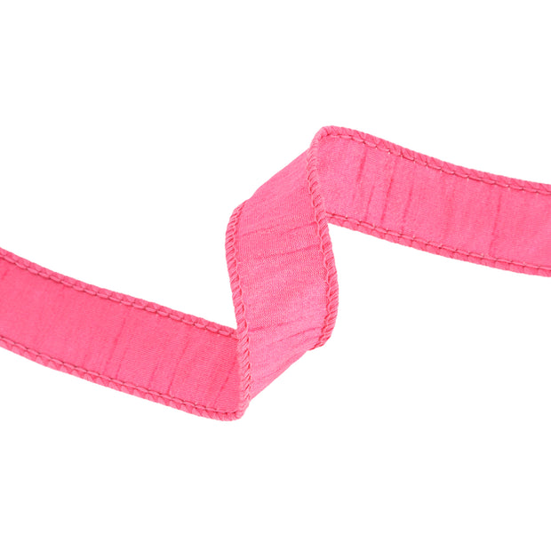 1" Wired Dupioni Ribbon | 10 Yards | Hot Pink