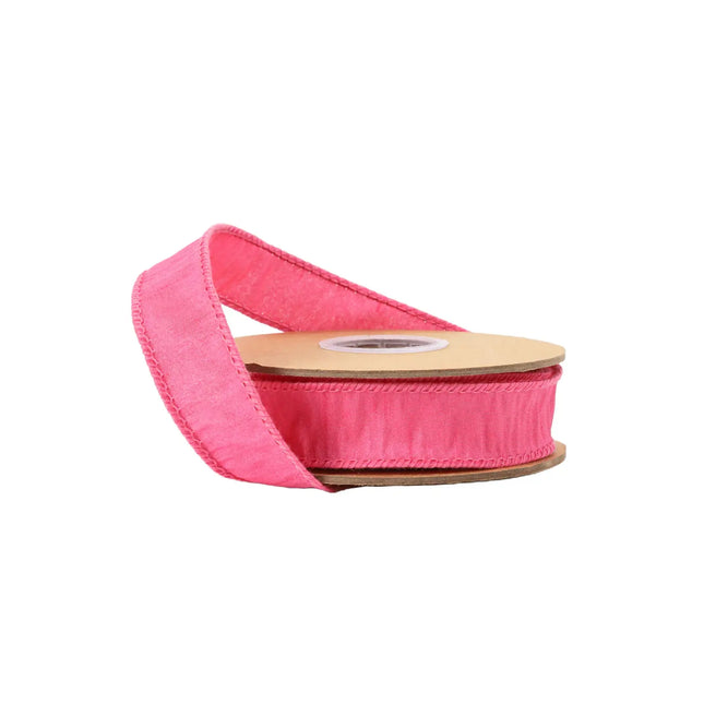 1" Wired Dupioni Ribbon | 10 Yards | Hot Pink LaRibbons and Crafts