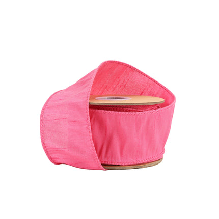 2 1/2" Wired Dupioni Ribbon | 10 Yards | Hot Pink LaRibbons and Crafts