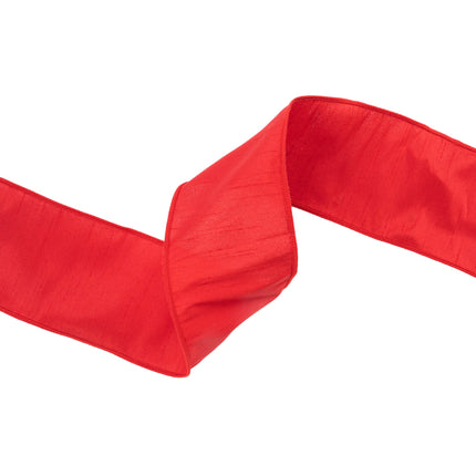 4" Wired Dupioni Ribbon | Red | 10 Yard Roll LaRibbons and Crafts