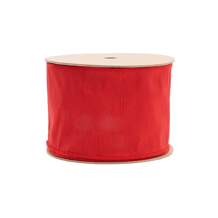 4" Wired Dupioni Ribbon | Red | 10 Yard Roll LaRibbons and Crafts