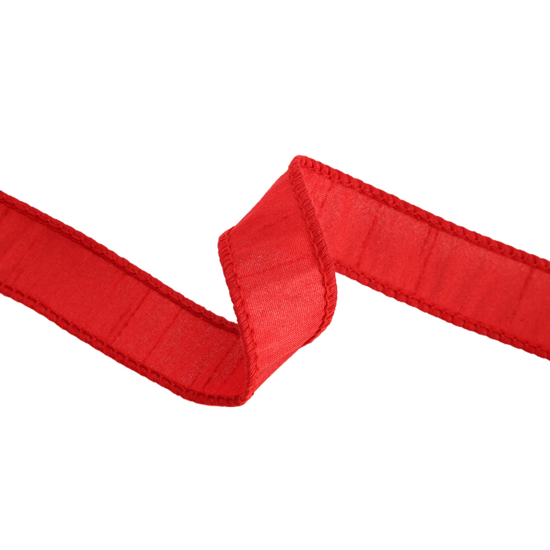 1" Wired Dupioni Ribbon | 10 Yards | Red