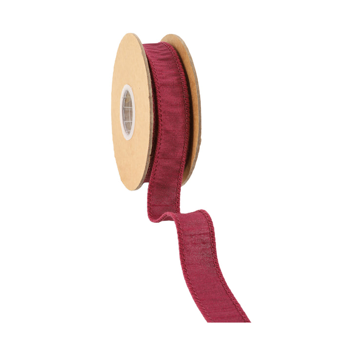 1" Wired Dupioni Ribbon | 10 Yards | Wine