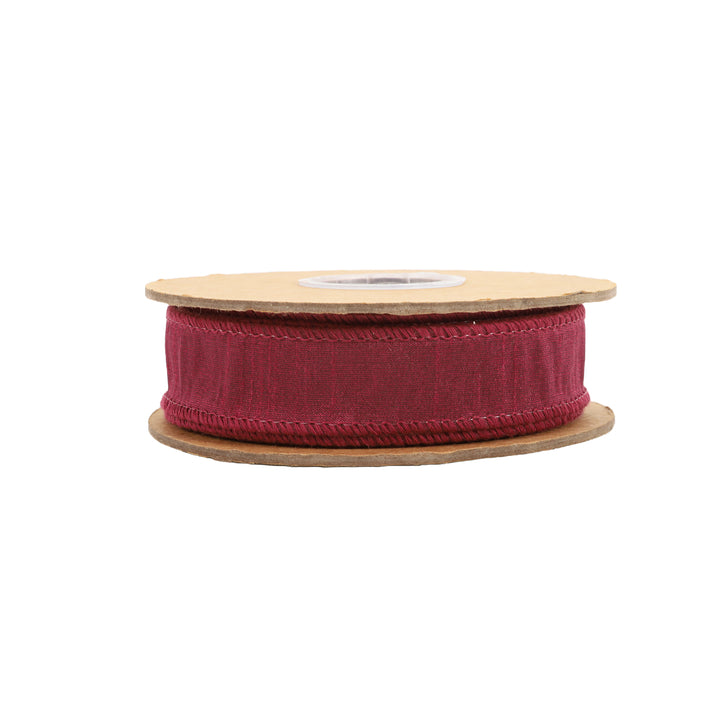 1" Wired Dupioni Ribbon | 10 Yards | Wine