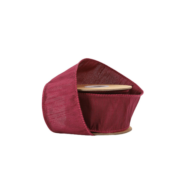 2 1/2" Wired Dupioni Ribbon | 10 Yards | Wine LaRibbons and Crafts