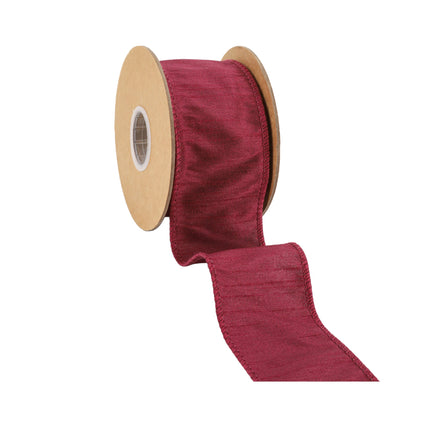2 1/2" Wired Dupioni Ribbon | 10 Yards | Wine LaRibbons and Crafts