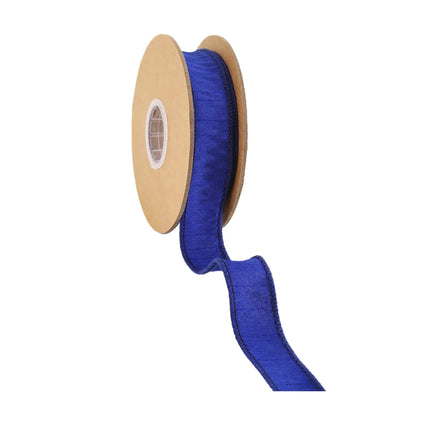 1-inch wired edge ribbon in classic navy dupioni, great for gift toppers.