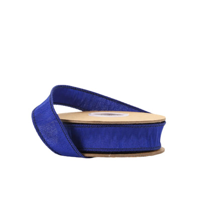 1" Wired Dupioni Ribbon in deep navy blue, ideal for holiday gift wrapping.