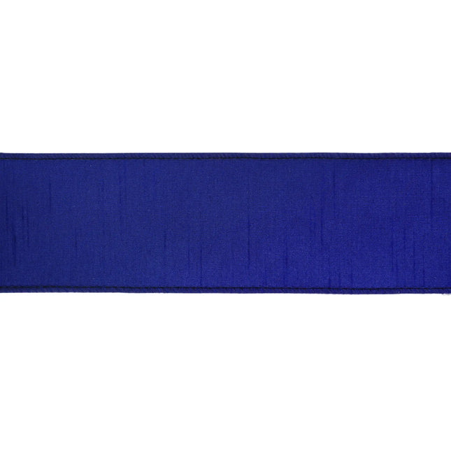2 1/2" Royal Blue Wired Dupioni Ribbon with a lustrous finish, designed to bring a timeless, regal touch to craft project.
