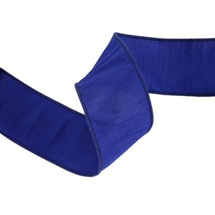 2 1/2" Versatile royal blue wired dupioni ribbon, suitable for festive wreath making.