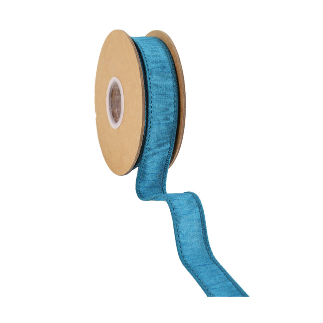 1" Wired Dupioni Ribbon | 10 Yards | Peacock LaRibbons and Crafts
