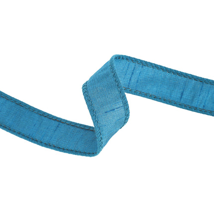 1" Wired Dupioni Ribbon | 10 Yards | Peacock LaRibbons and Crafts