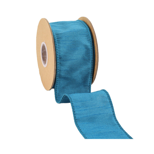 2 1/2" Wired Dupioni Ribbon | 10 Yards | Peacock LaRibbons and Crafts