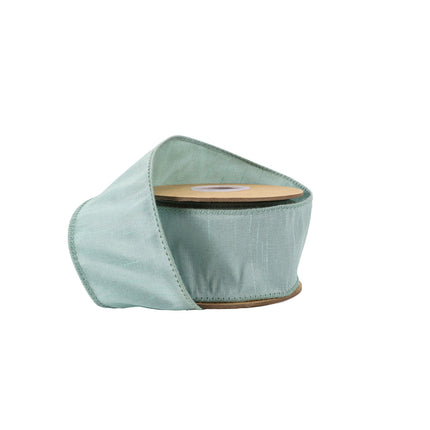 2 1/2" Wired Dupioni Ribbon | 10 Yards | Seafoam LaRibbons and Crafts