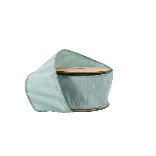 2 1/2" Wired Dupioni Ribbon | 10 Yards | Seafoam LaRibbons and Crafts
