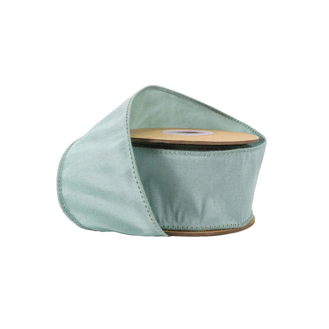2 1/2" Wired Dupioni Ribbon | 10 Yards | Seafoam LaRibbons and Crafts