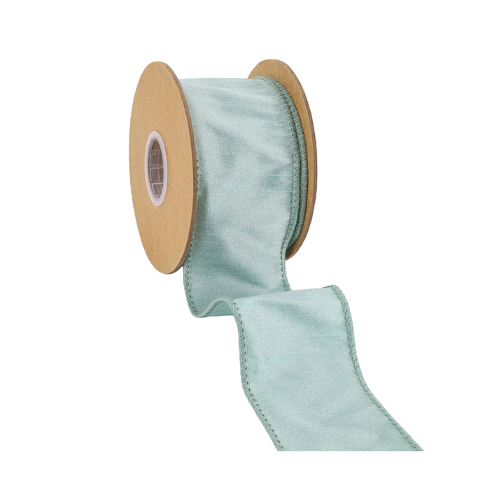 2 1/2" Wired Dupioni Ribbon | 10 Yards | Seafoam