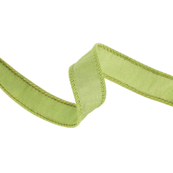 1" Wired Dupioni Ribbon | 10 Yards | Apple Green