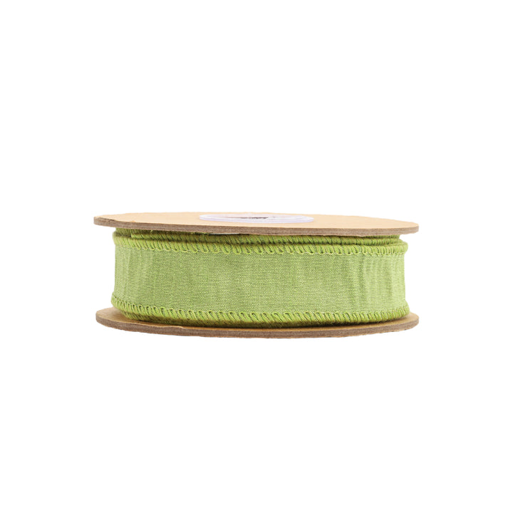 1" Wired Dupioni Ribbon | 10 Yards | Apple Green