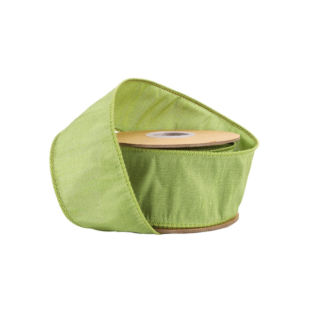 2 1/2" Wired Dupioni Ribbon | 10 Yards | Apple Green LaRibbons and Crafts