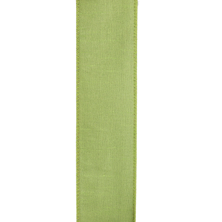 2 1/2" Wired Dupioni Ribbon | 10 Yards | Apple Green